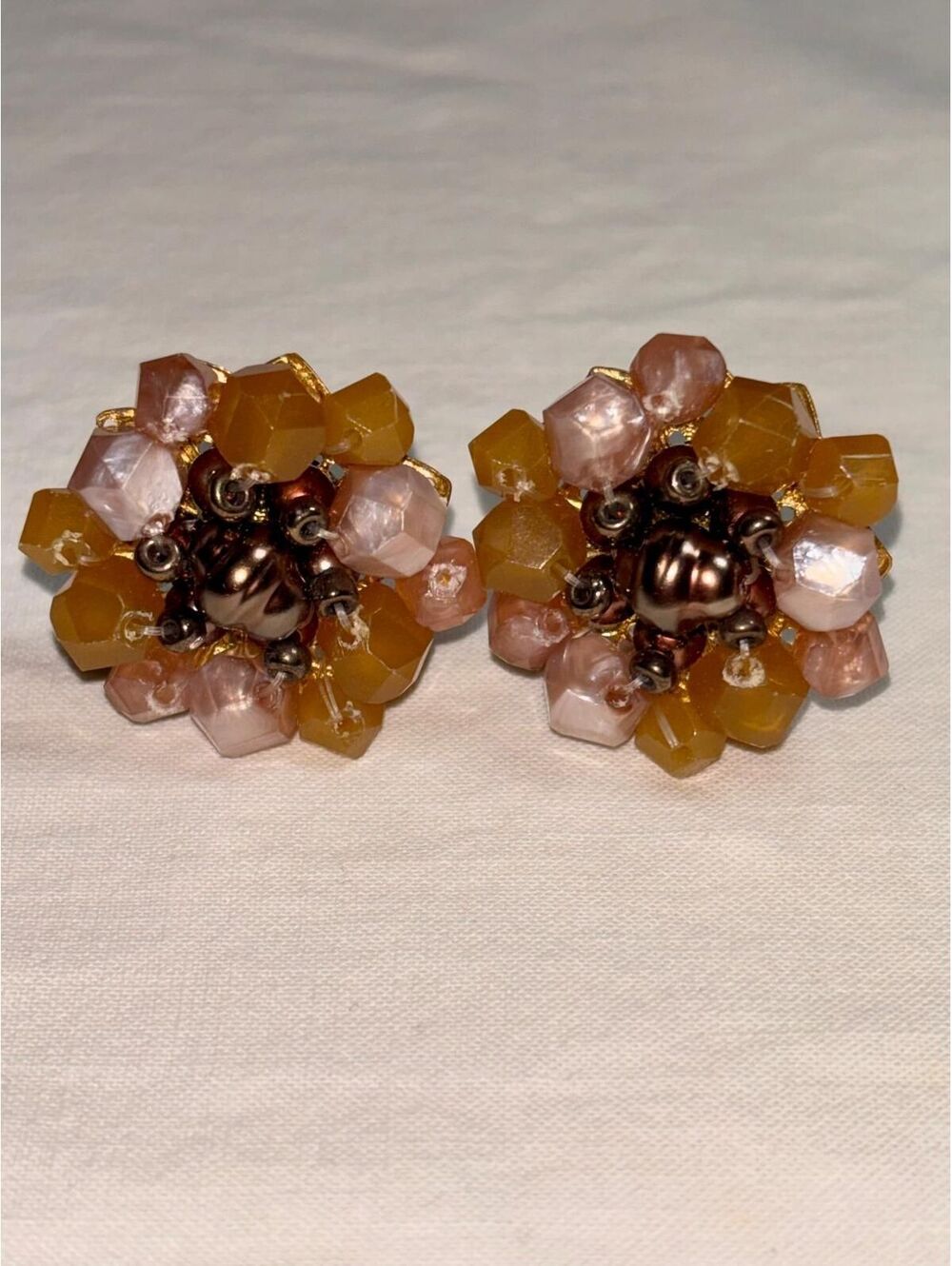 Vintage signed Germany beaded gold-tone earrings [COPY]